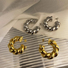 Rope Hoops Stud Earrings - Kelly Obi New York