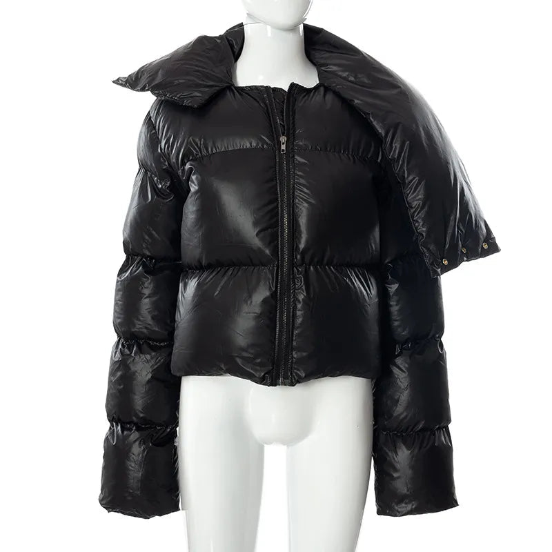 Scarf Collar Short Bubble Coat - Kelly Obi New York