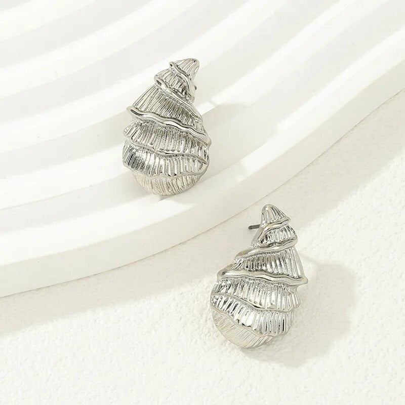 Sea Snail Metal Stud Earrings - Kelly Obi New York