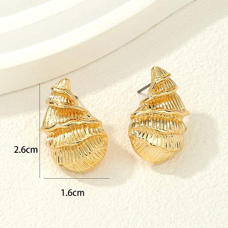 Sea Snail Metal Stud Earrings - Kelly Obi New York