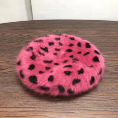 Spotted Faux Fur Beret - Kelly Obi New York