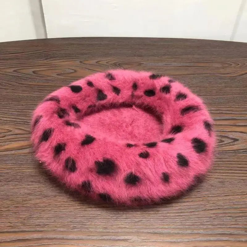 Spotted Faux Fur Beret - Kelly Obi New York