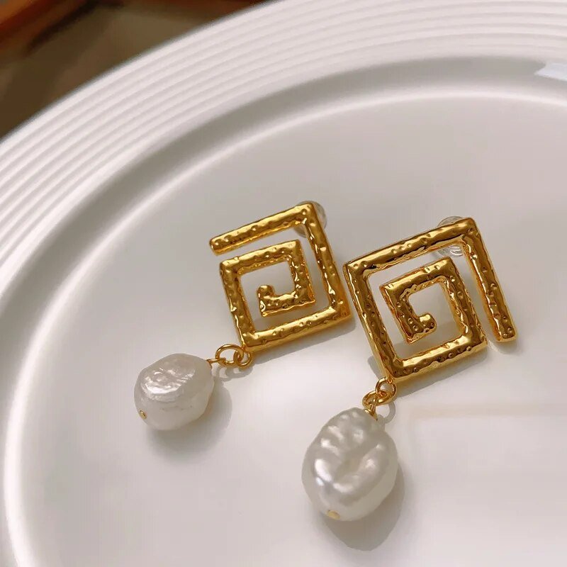 Swirl Faux Pearl Earrings - Kelly Obi New York