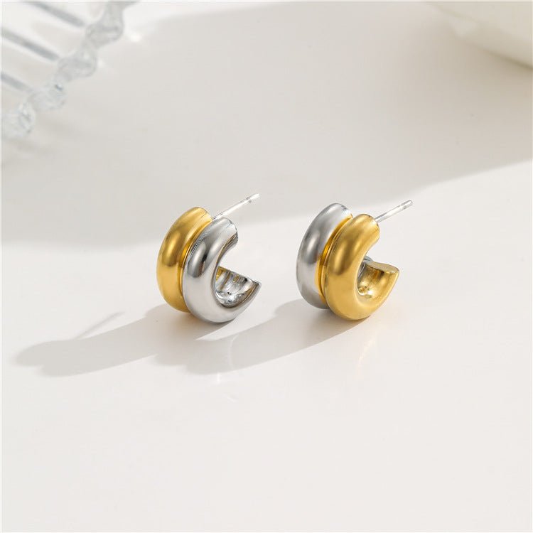 Two-Tone Open Hoops Earrings - Kelly Obi New York