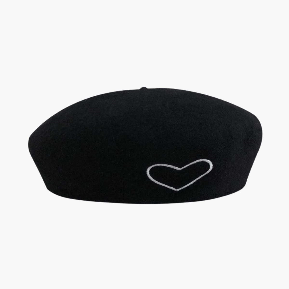 Wool Embroidered Heart Dome Beret - Kelly Obi New York