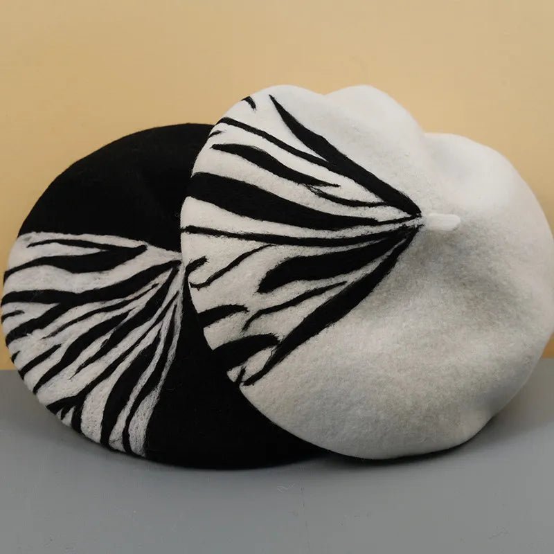 Zebra Wool Beret - Kelly Obi New York