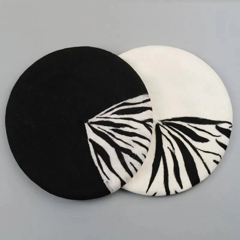 Zebra Wool Beret - Kelly Obi New York